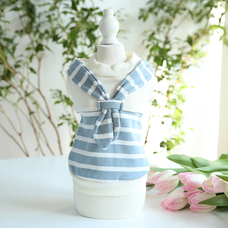 New Scarf Striped Couple Outfit Cat Jumpsuit Dog Pet Clothing Summer Luxury Designer Pet Clothes