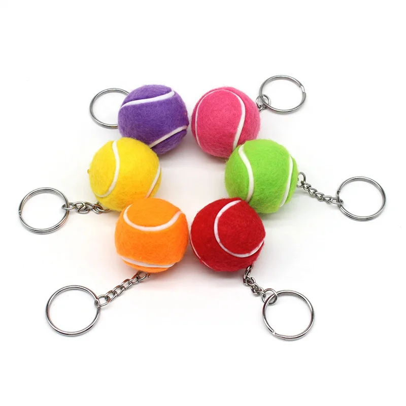 Mix colour Nice Ball Key chain ,Promotion gift 3.2cm Tennis keychain, Sports Tennis Ball Key ring