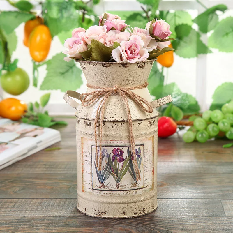 Wholesale home decor vintage style floor metal flower vase