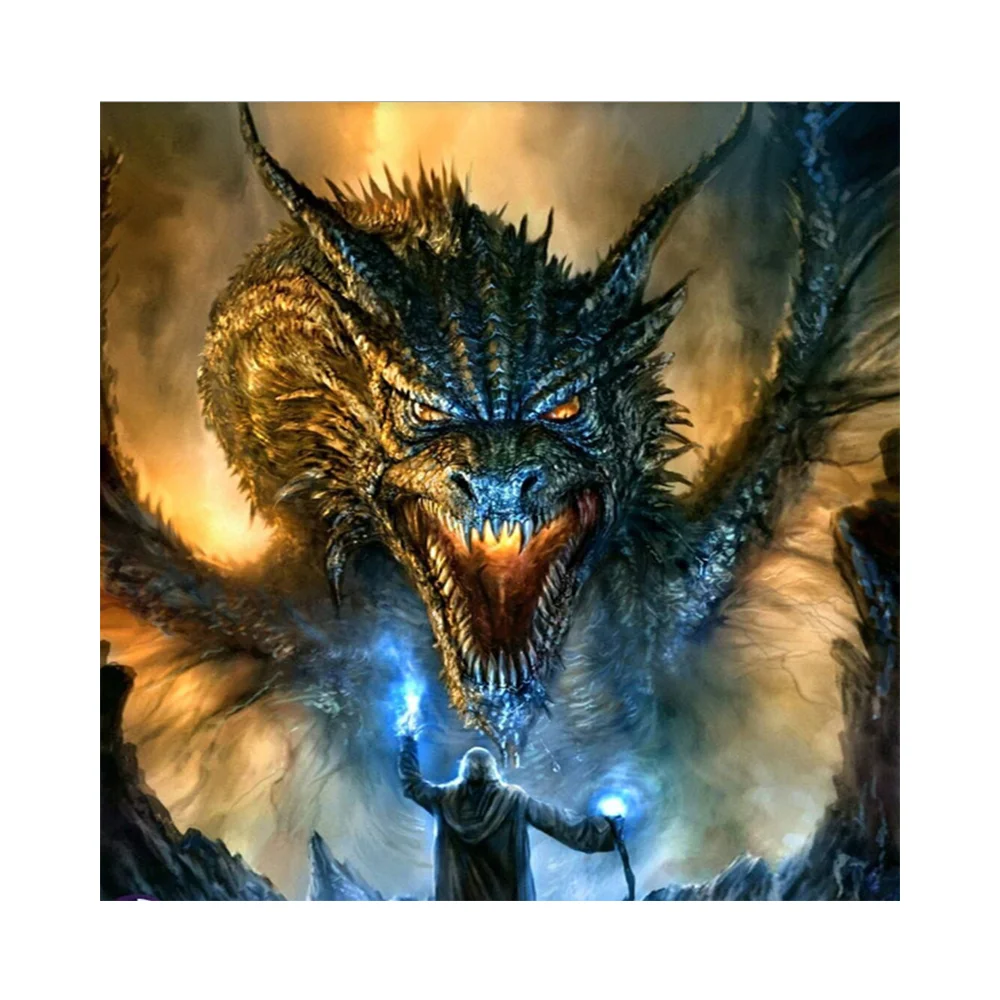 diy art plastic stone crystal cross stitch 5d diamond painting kit semi finished fantasy dragon canvas paintings for sale art