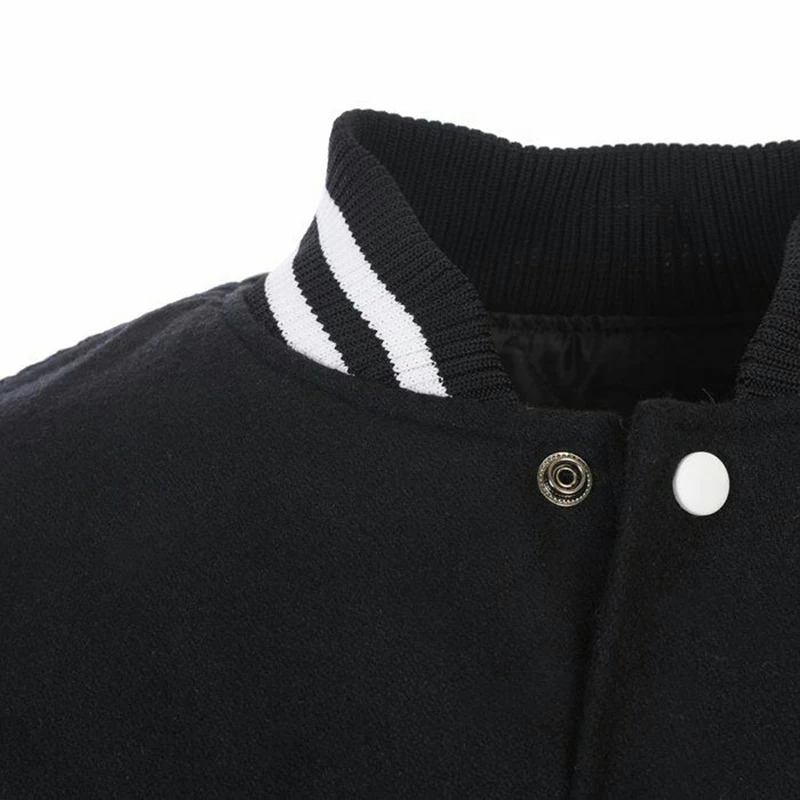  Куртка varsity на заказ/белая кожаная куртка с рукавами черная Шерстяная