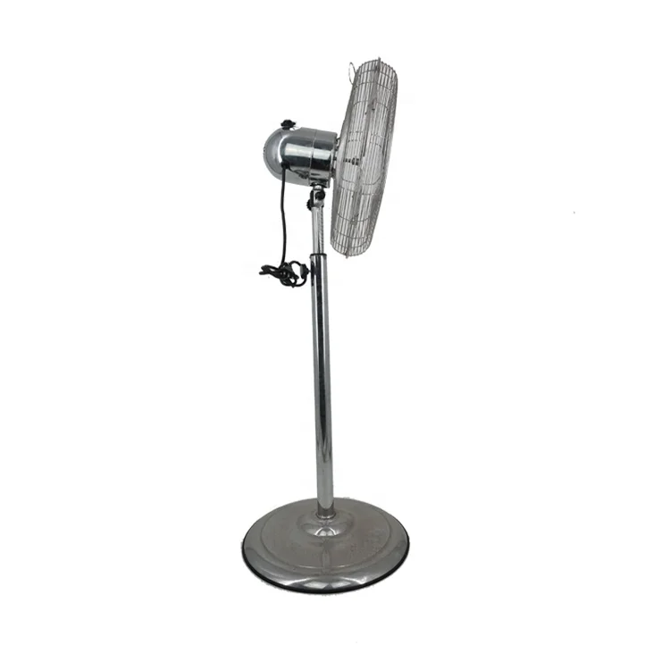 Oscillating stainless steel base gold silver strong power 14 Inch 4 metal blade large industrial stand pedestal fan