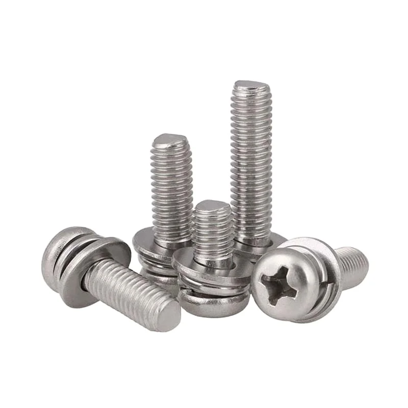 Stainless Steel Ss M3 M4 M5 M6 Torx Pan Head Sems Assembly Screw Bolt With Flat Washer And Spring Washer Torx Combination Screw