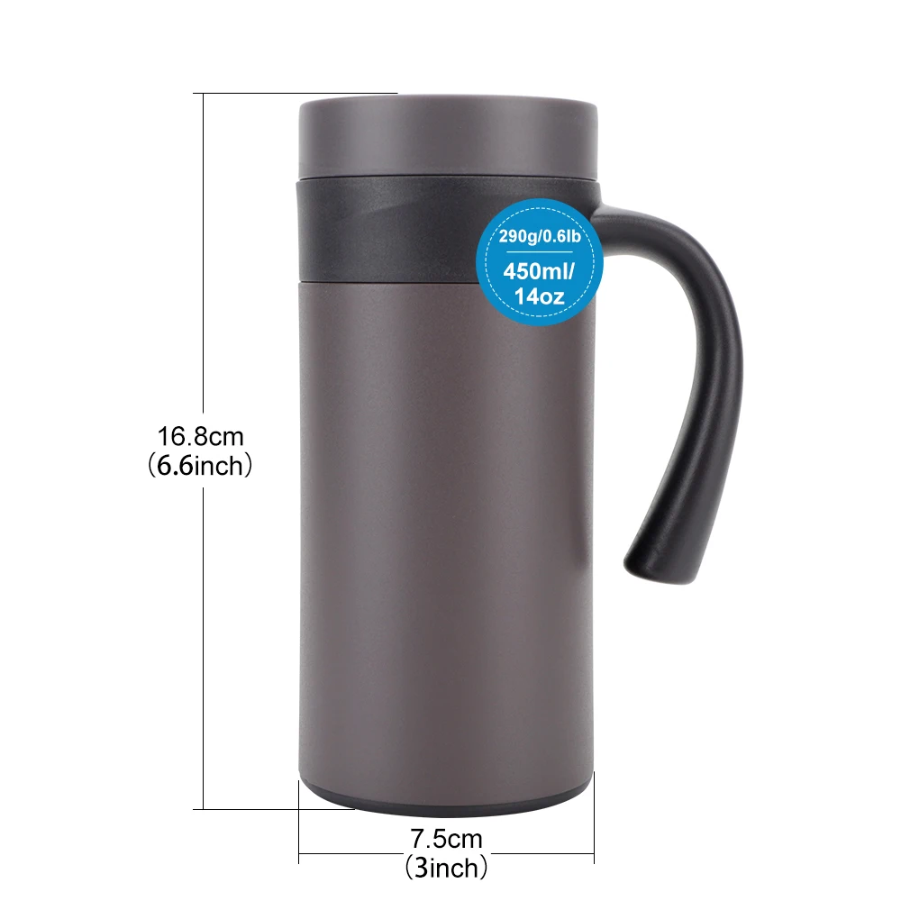 Customizable Logo 15oz Coffee Tumbler with Handle Double Wall Vacuum Metal Cup Promotion Custom Stainless Steel Beer Mug
