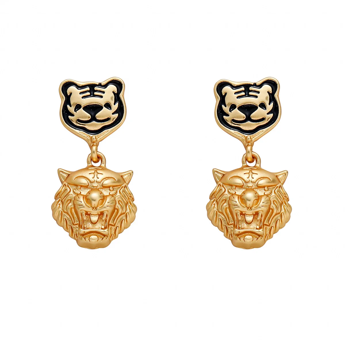 Jewelry Wholesale High-grade Earrings Alloy Dripping Oil Retro Exaggerated Tiger Earrings