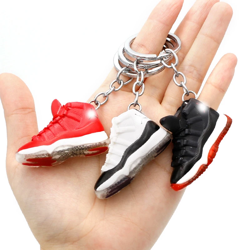 High Quality Soft Pvc Llaveros cute 3D 1/6 rubber sneaker aj3 shoes keychain  aj4 shoe key chain accessories