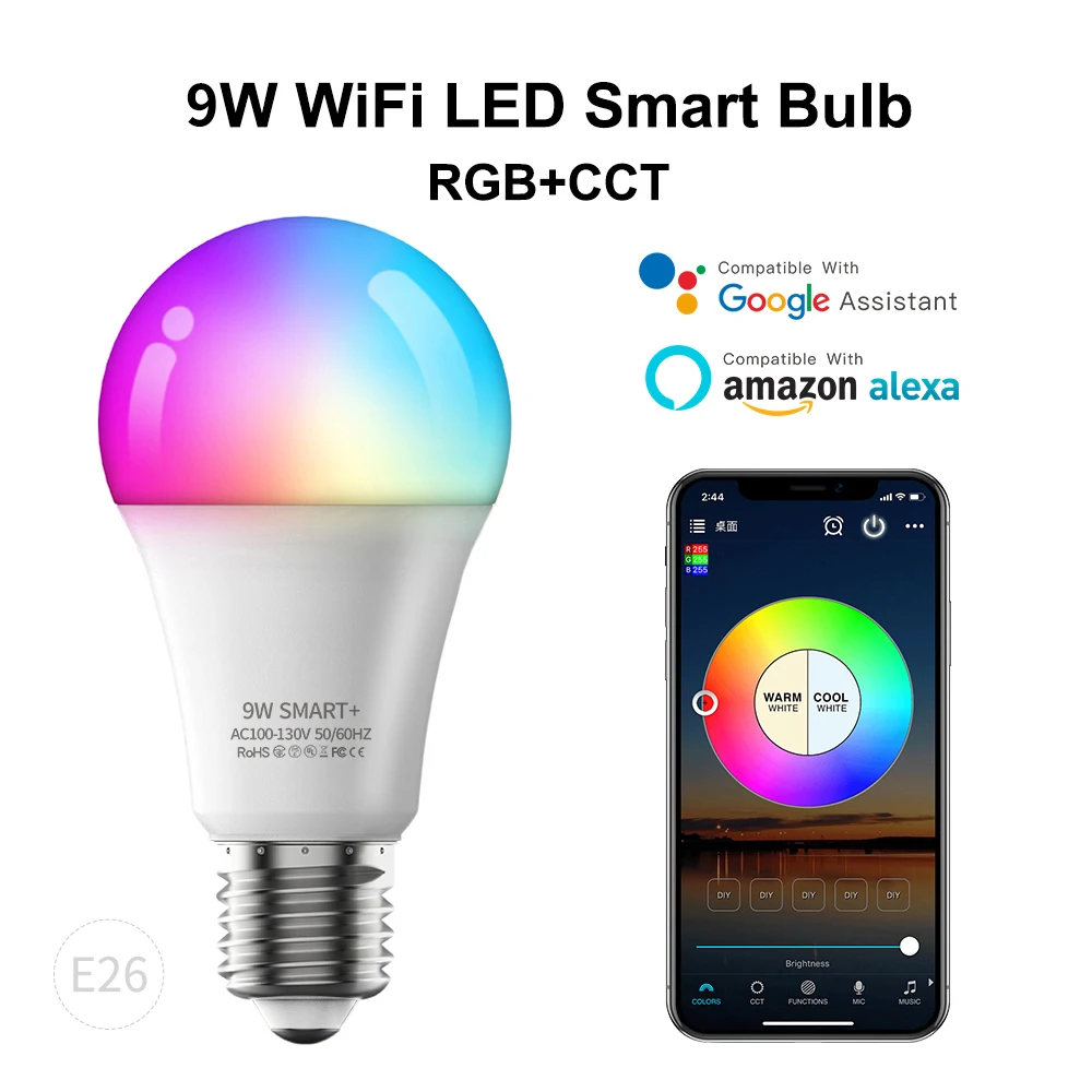 Цветное заводское освещение 7 Вт 9 музыкальная e14 b22 e26 e27 rgb tuya умная Wi-Fi лампочка светодиодная с Bluetooth wifi