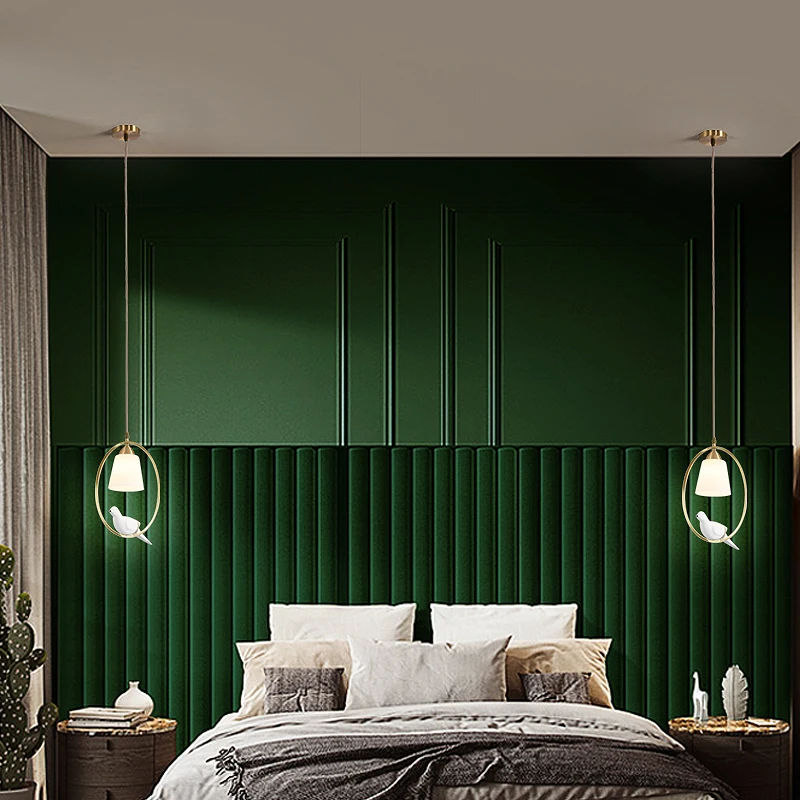 Nordic Creative Bird Dining Chandelier All Copper Lamp Body Adjustable Bedroom Bar Lamp pendant lamp hanging light