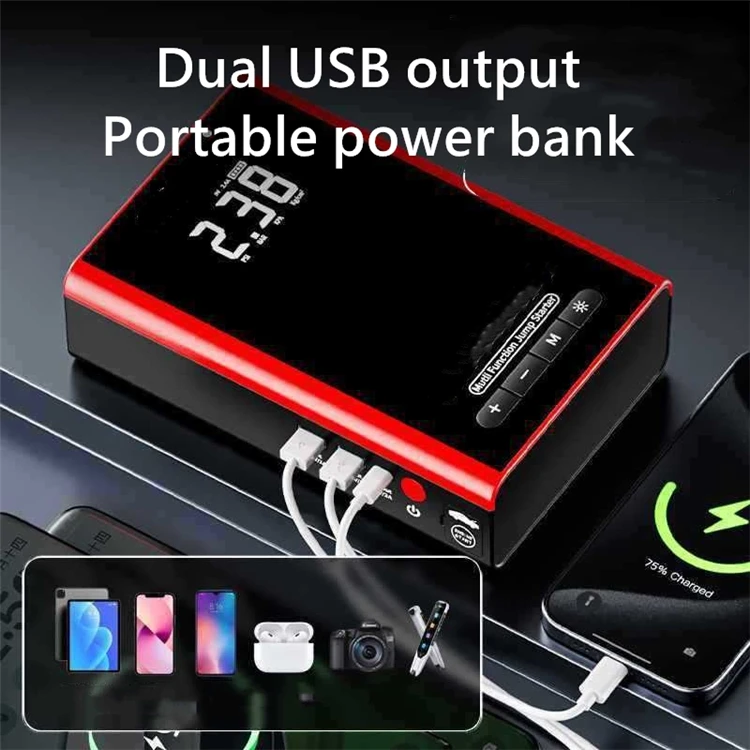 Peak Current 1200A Portable Booster 6400 mAh Compressor Car 24v Portable Jump Starter