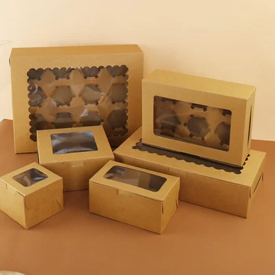 Custom Cupcake Box with Window Party Favour Wedding Customized Cardboard   Coated Paper Mini Cup Cake Box