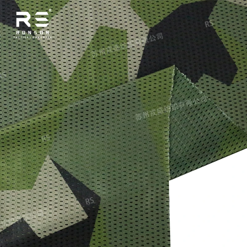 M90S sweden woodland camouflage mesh 120gsm light weight polyester printed anti-static mesh fabric for tactical  use