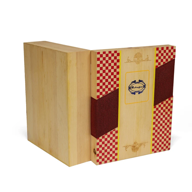 Luxury Wine Gift Box Natural Pine Wood 2 Bottle Wine Box Set Woden 750Ml Bottle Wine Box