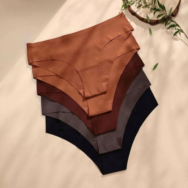New trend Ruizi Low-Rise Plus Size Ice Silk One Piece Invisible Ultralight Snug-Fit Underwear Lady Seamless Panties