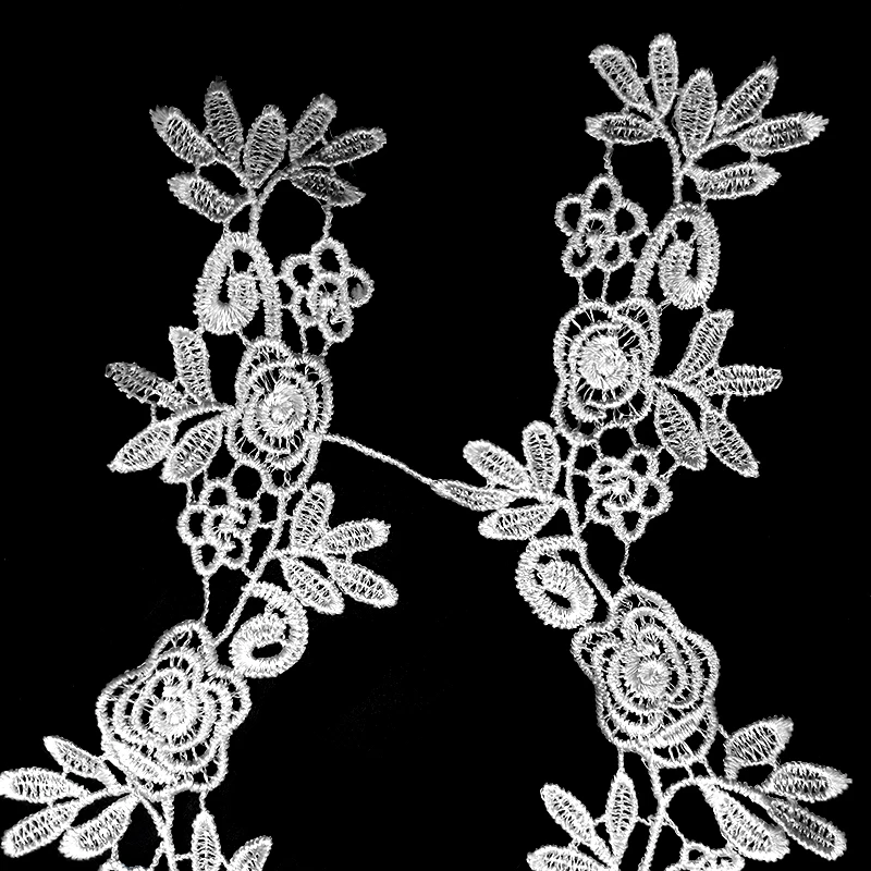 Polyester light embroidery lace pair of symmetrical garment lace accessories water soluble openwork embroidered ribbon applique