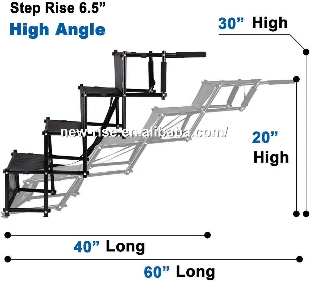 Portable Folding Pet Dog Step Stairs 4 Step Ladder For Car Caravan Dog Car Step Stairs Metal Frame Folding Pet Ramp
