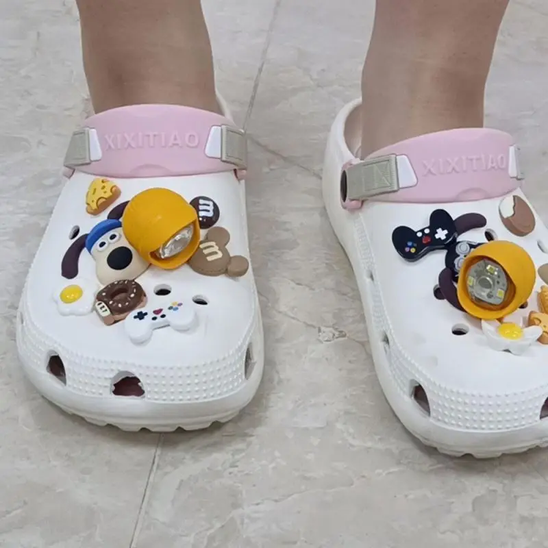 plastic outdoor lighting clog accessories hiking camping warning clog light  Led Shoe Light Hole HeadLight shoes charm headlight