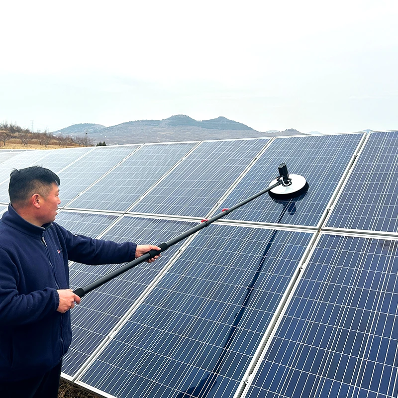 Solar Panel Cleaning Robots Rotating Brush Retractable Length Solar Panel Cleaning Kit
