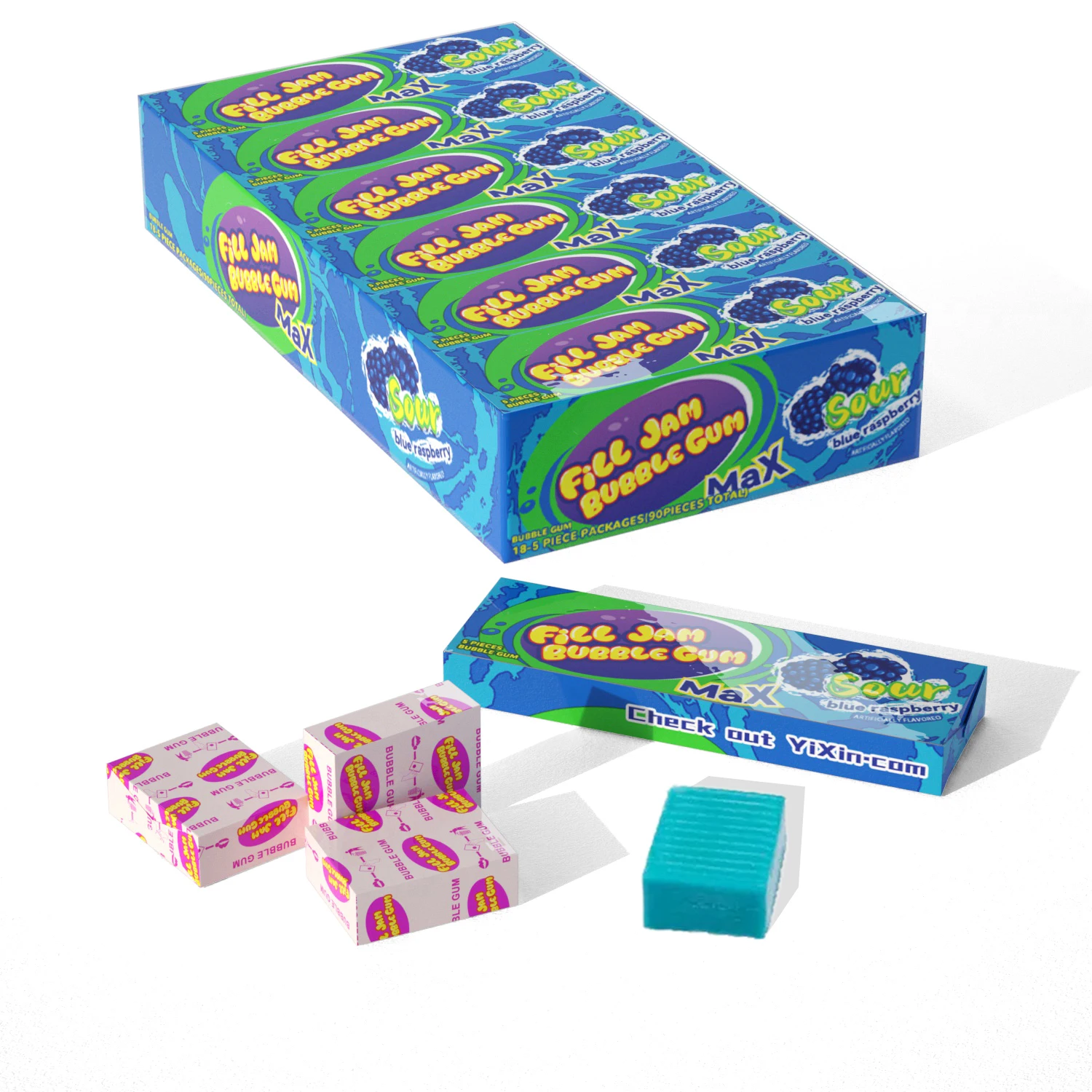 wholesale Mixed Fruit flavour jam filled chewing bubble gum