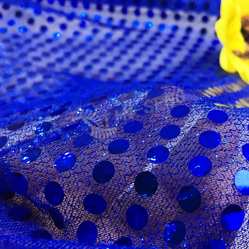 Royal Blue Polka Dot 6mm sequin fabric for home decoration