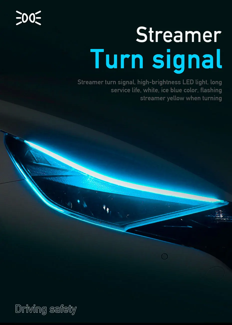 2pcs LED DRL Car Daytime Running Light Flexible Waterproof Strip Auto Headlights White Turn Signal Yellow Brake Flow Lights 12V