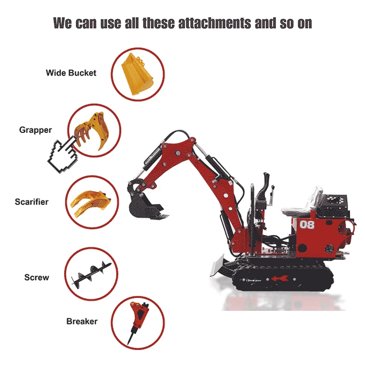 Long Arm 360 Tilting Rotator Excavator Mini Caterpillar Mini Excavator 0.8 Tonne Excavator New Machine With Mechanical Thumb