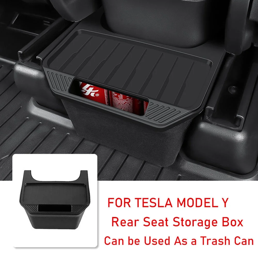 For  Model Y Rear Central Control Storage Box TPE Style Car Console Tray Case For Tesla Model Y Accessories