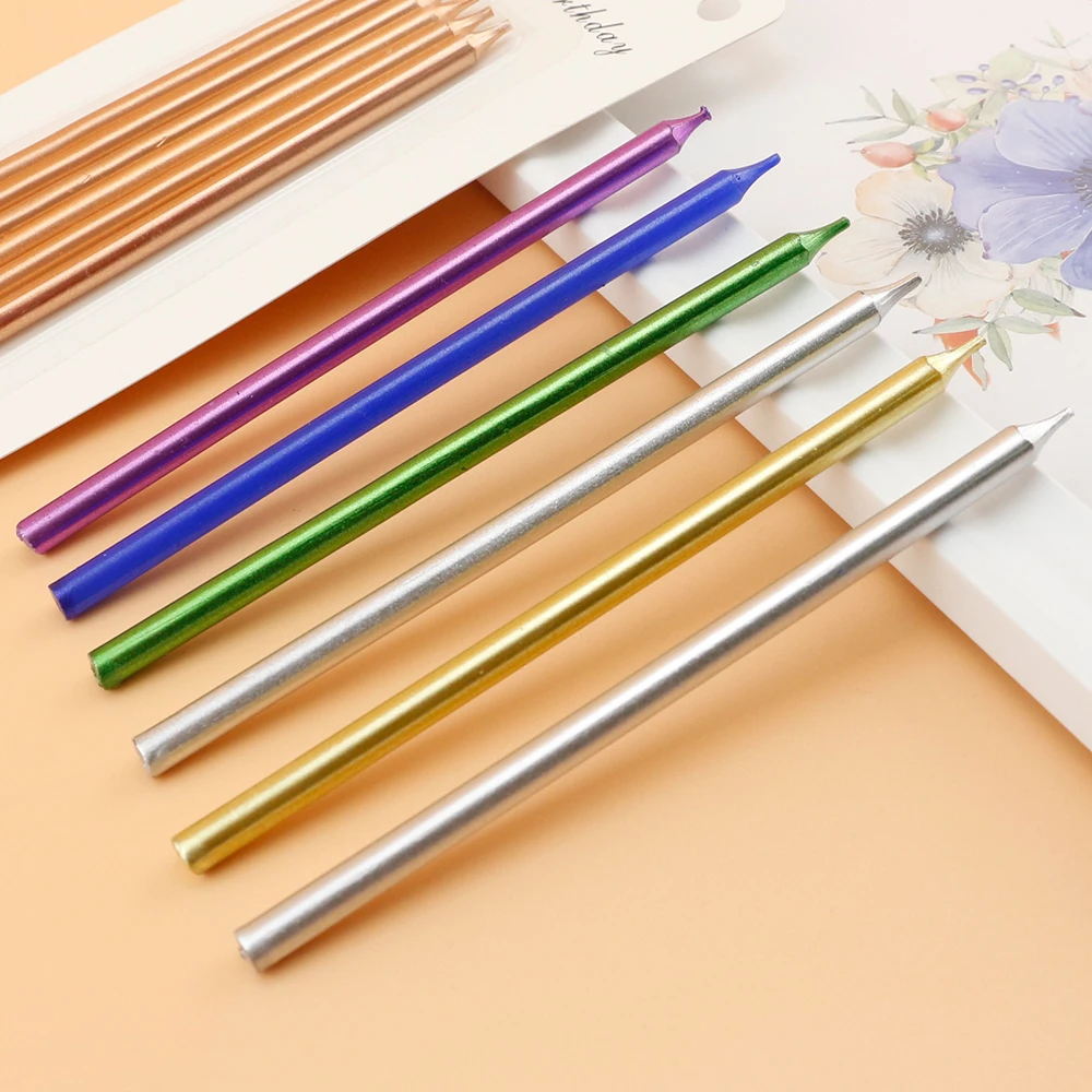 2024 normal gold cake candles Home Decoration Metallic Birthday Display Stand  Candles Wholesale