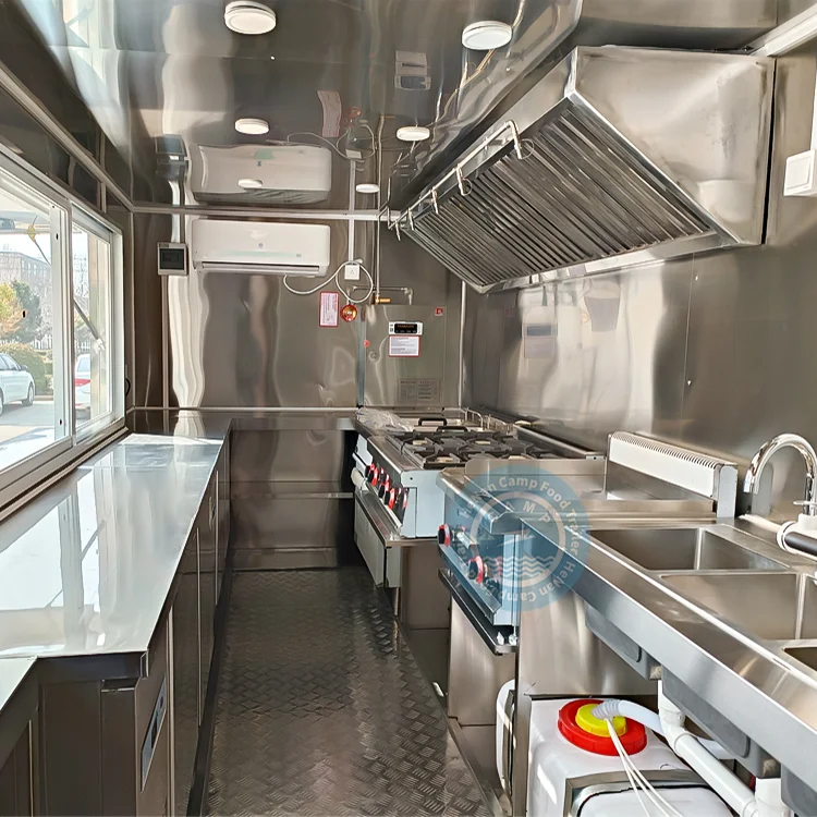 CAMP concession trailer fully equipped restaurant food truck trailer with full kitchen mobile food carts for sale