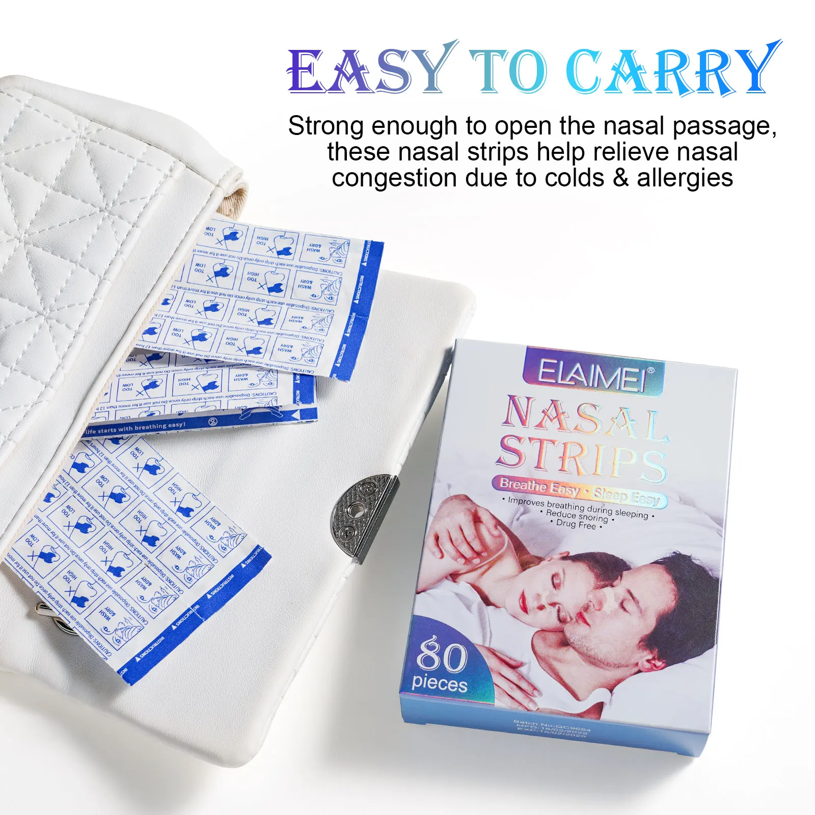Free Sample Oem Clear Best Adhesion Anti Snore Breathe Right Nasal Strips for Exercise Breathe