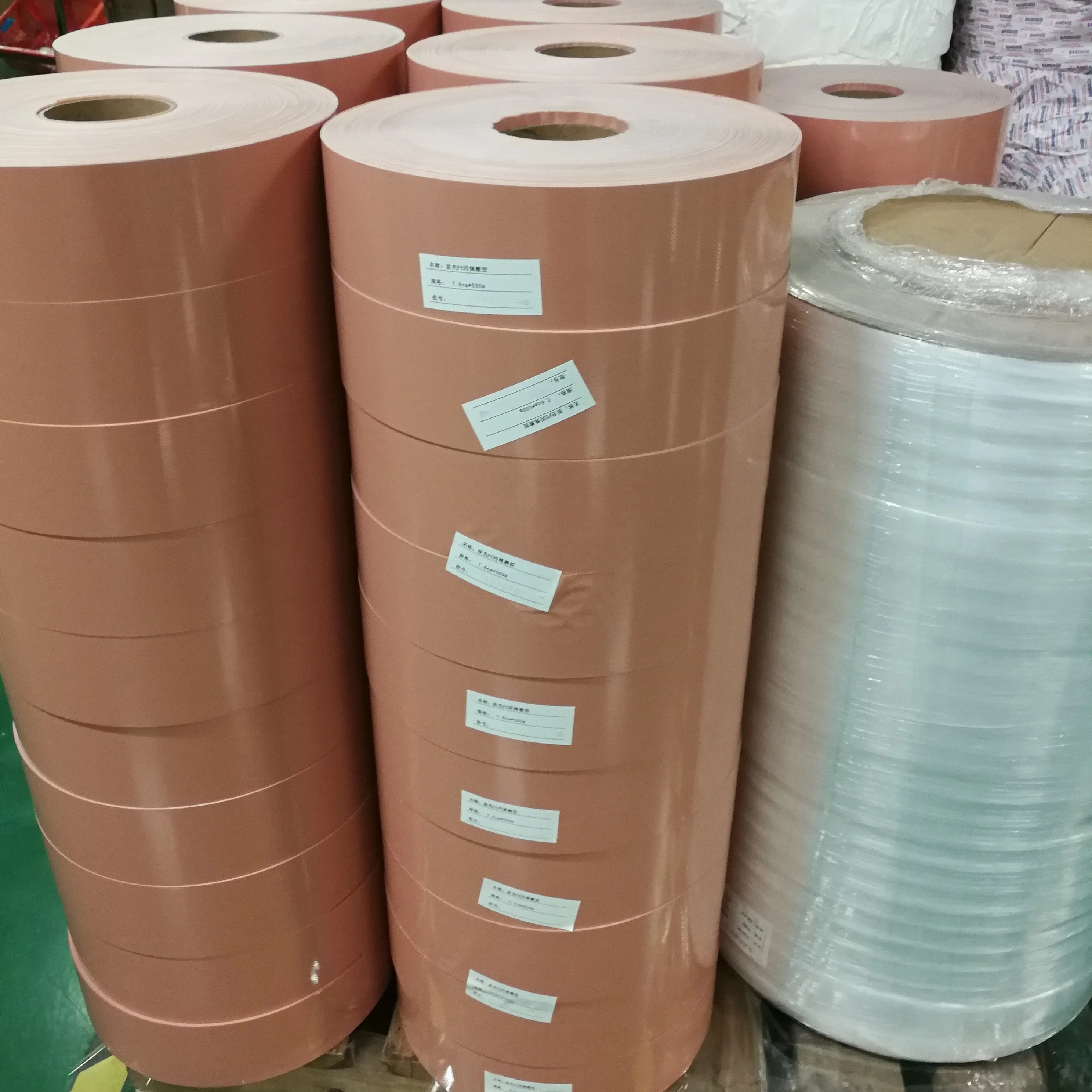 Direct factory of PE band aid raw material wound plaster jumbo rolls-skin color/gridding/brown color adhesive bandage roll