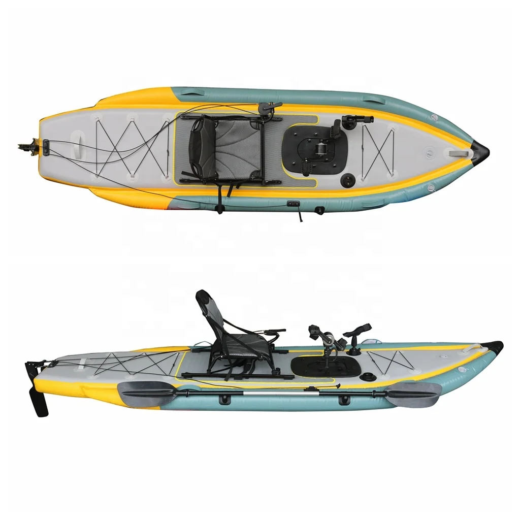 Vicking Hot Selling PVC Material 1 Person Inflatable Pedal Fishing Canoe Kayak Inflatable with Pedals for Outdoor Water Sports