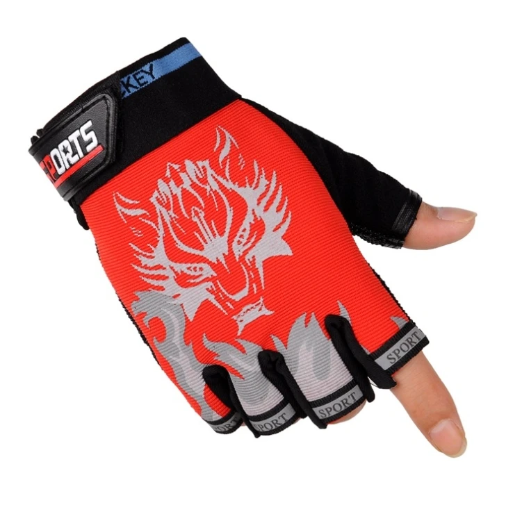 High Quality Unisex Non-slip Summer Half Finger Gloves Cycling Sun Protection Printed Labor Protection Half Gloves