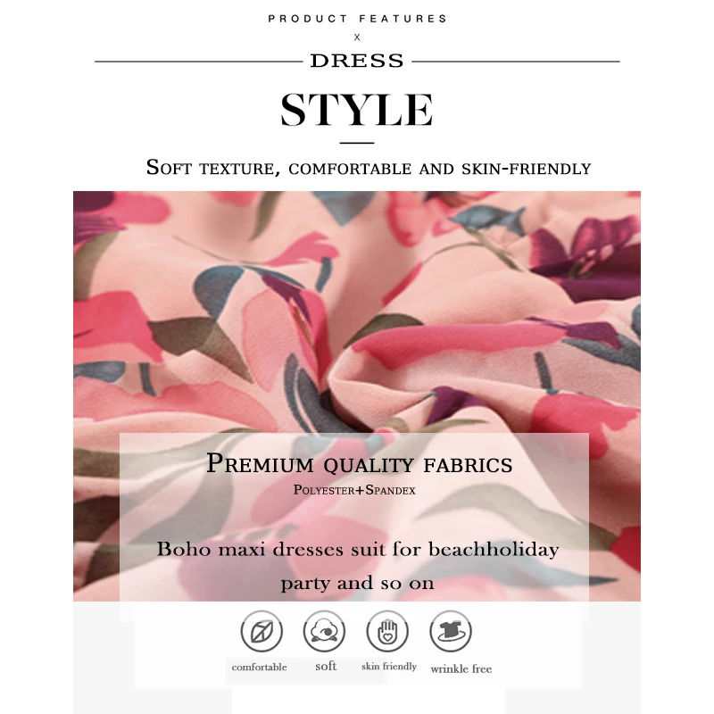 Summer Bohemian Lady Stylish Maxi Long Sleeve Maxi Dress Wild Lotus Ruffle Tiered Floral Womens Dresses for Ladies