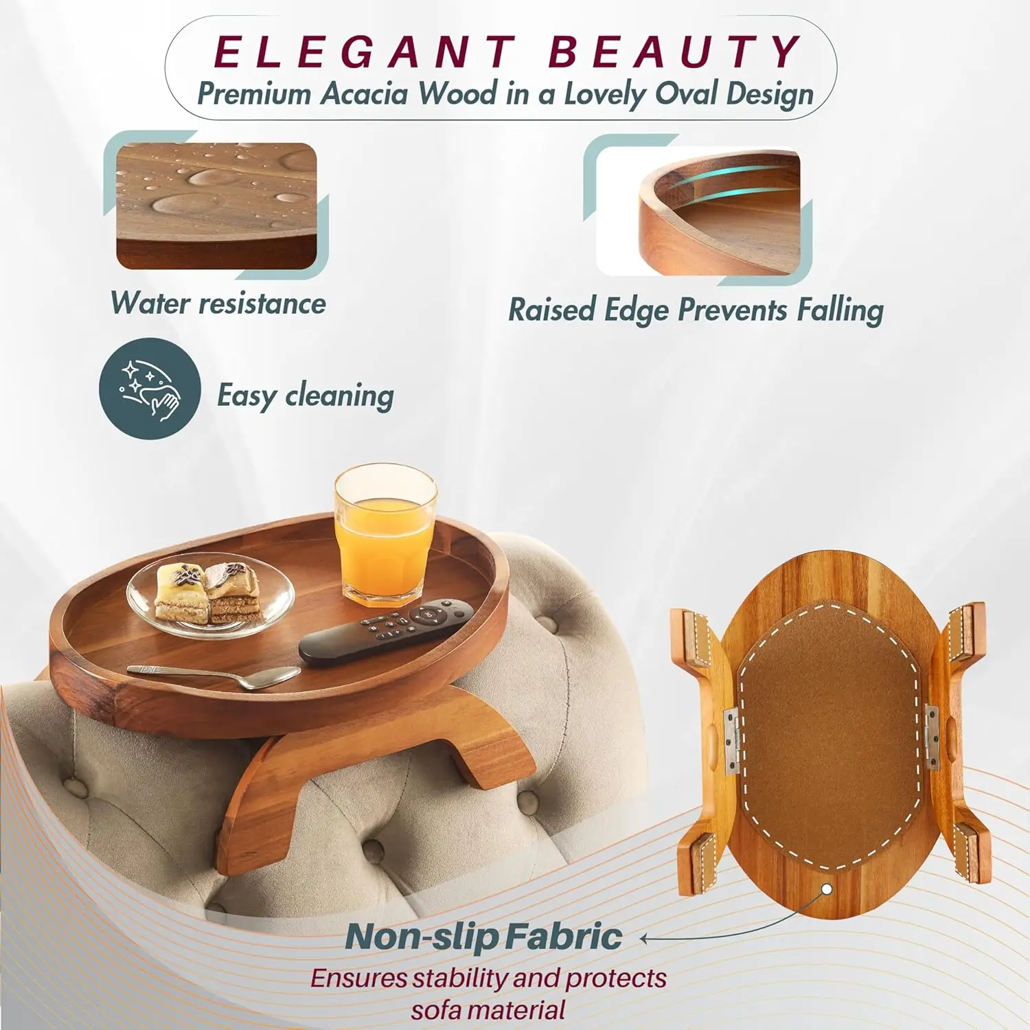 Wholesale Custom Wooden sofa armrest tray with Sofa armrest table wooden serving tray for Food Storage and Table Use