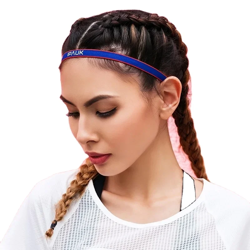 Custom Logo Anti-Slip Thin Sweatband Sport Elastic Mini Sweat Band Hairband Headband with No Slip Silicone for Workout Yoga