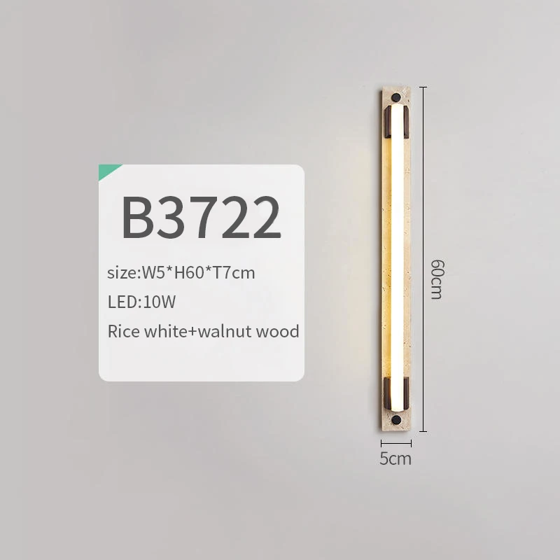 B3722 Natural travertine long shaped PVC LED tube decorative living room reading room LED wall lamp light wall sconce