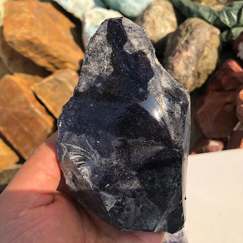 Factory Price Quartz Rawl Blue Gold Sand Rough Tumbled Stones