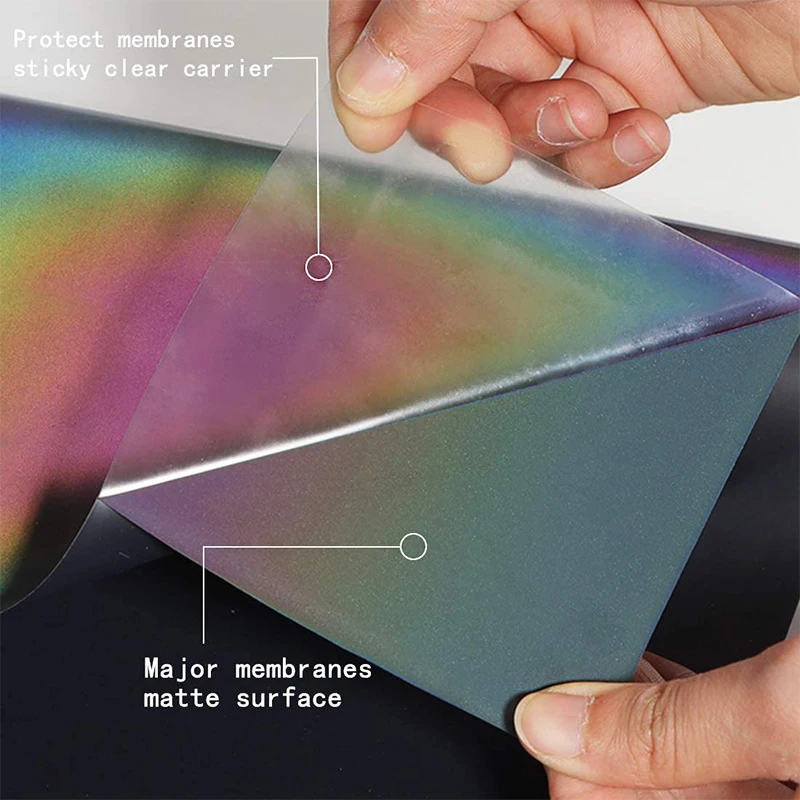 PES/TPU Transparent Iridescence Film Rainbow Reflective Fabric Heat Transfer Vinyl Rolls for T-Shirt