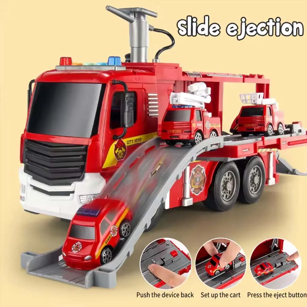 2024 Kids new city fire rescue vehicle toys simulate inertia fire water spray car toys with sound light