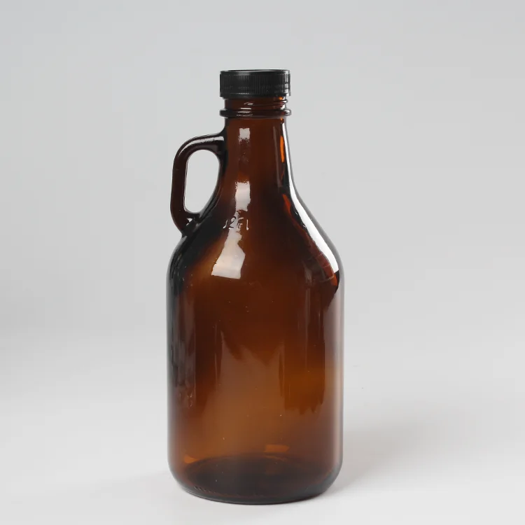 2L /64OZ  Wholesale Empty Wine Whiskey Reusable Kombucha Bottle 32oz Amber Glass Beer Growlers