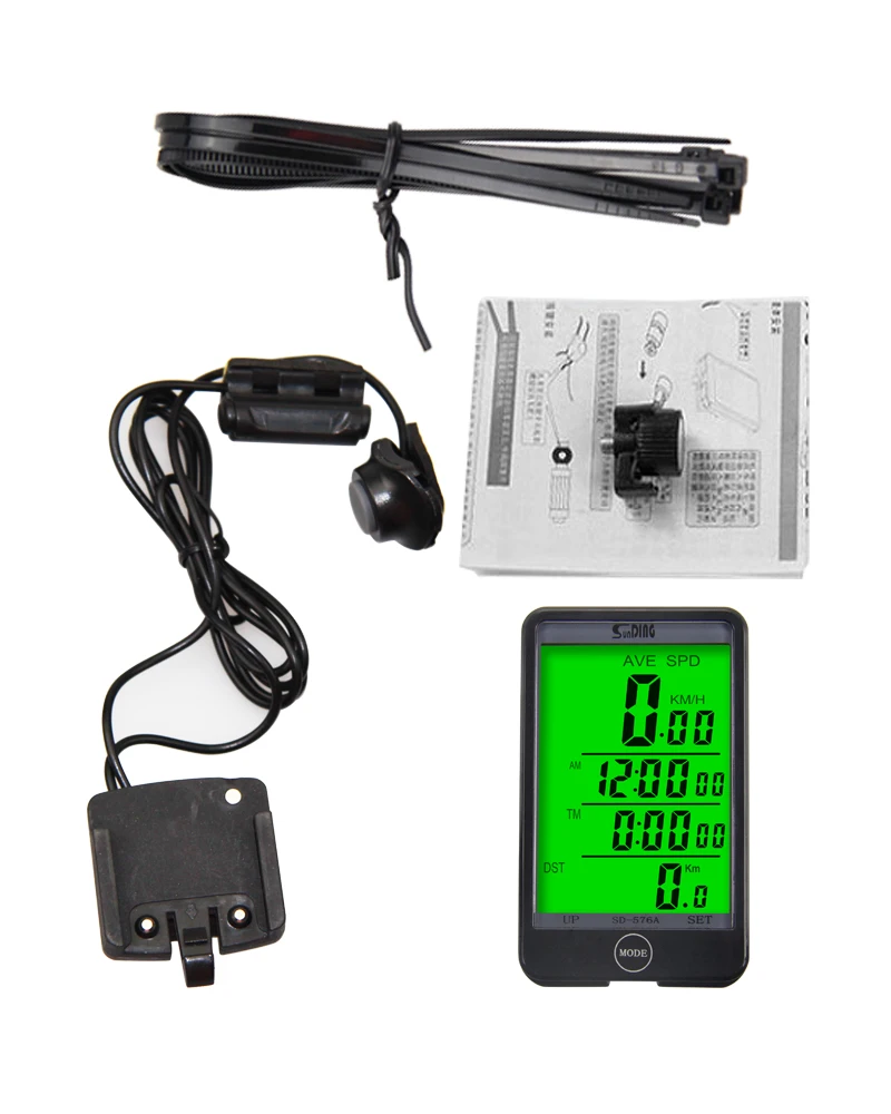 wholesale dropshipping SUNDING SD-576A Water Resistant Bicycle Speedometer Wired ComputerOdometer with LCD Backlight