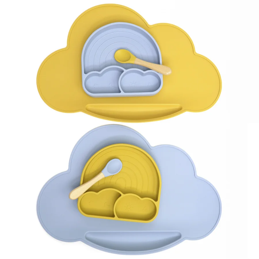 Silikong Non-Slip Silicone Placemats for Kids BPA Free Dishwasher Safe Easy to Clean customized cloud shape placemat