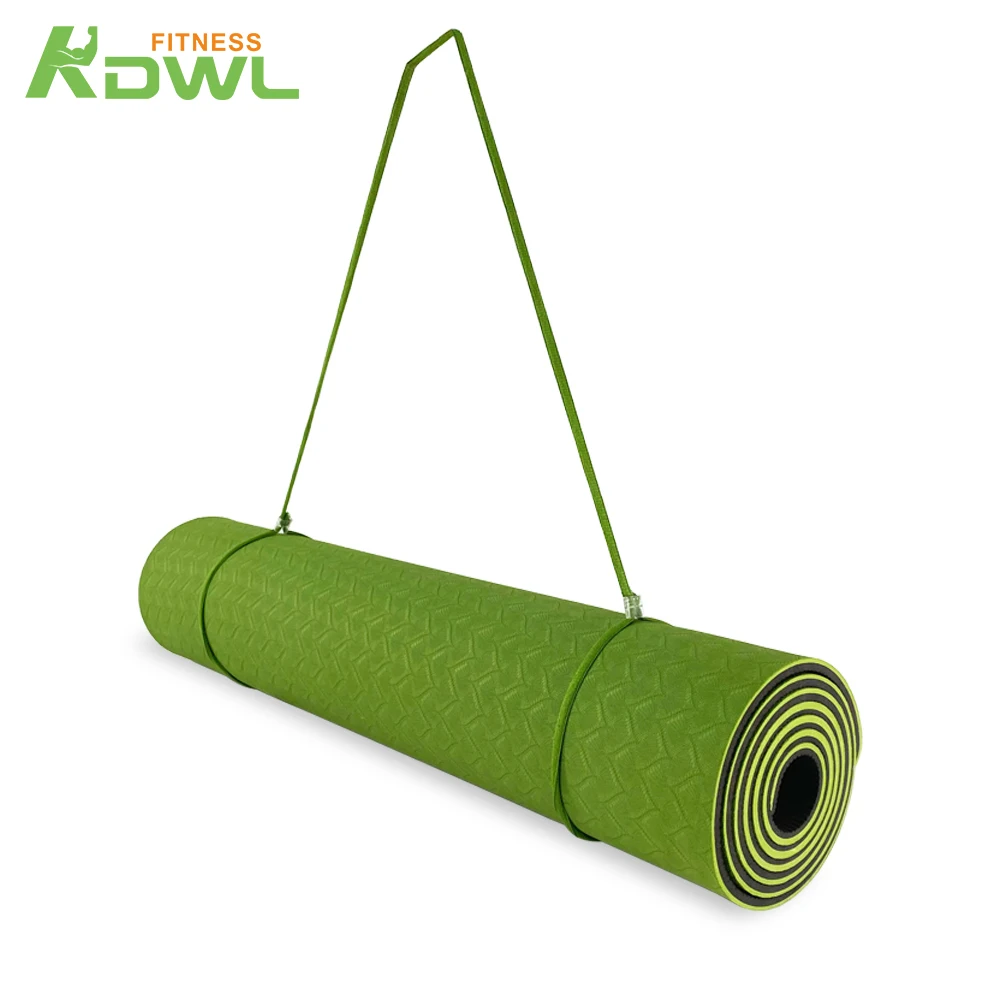 Низкая цена, оптовая продажа, толстый двухцветный нескользящий экологически чистый коврик для йоги из ТПЭ 6 мм