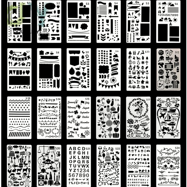 Painting template Hollow diy album lace ruler Hand copy newspaper hand drawing stencils