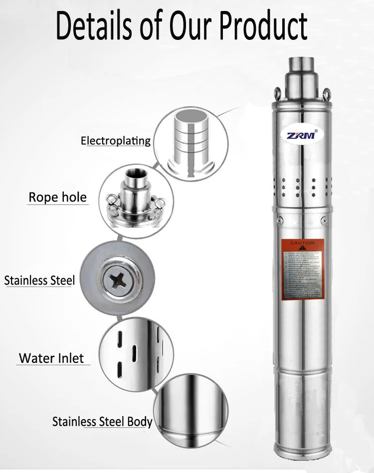 Kepeida 2QGD1-50-0.37 220V 0.5hp 1m3/h 50M Head Stainless Steel Submersible Deep Well Screw Water Pump For Irrigation