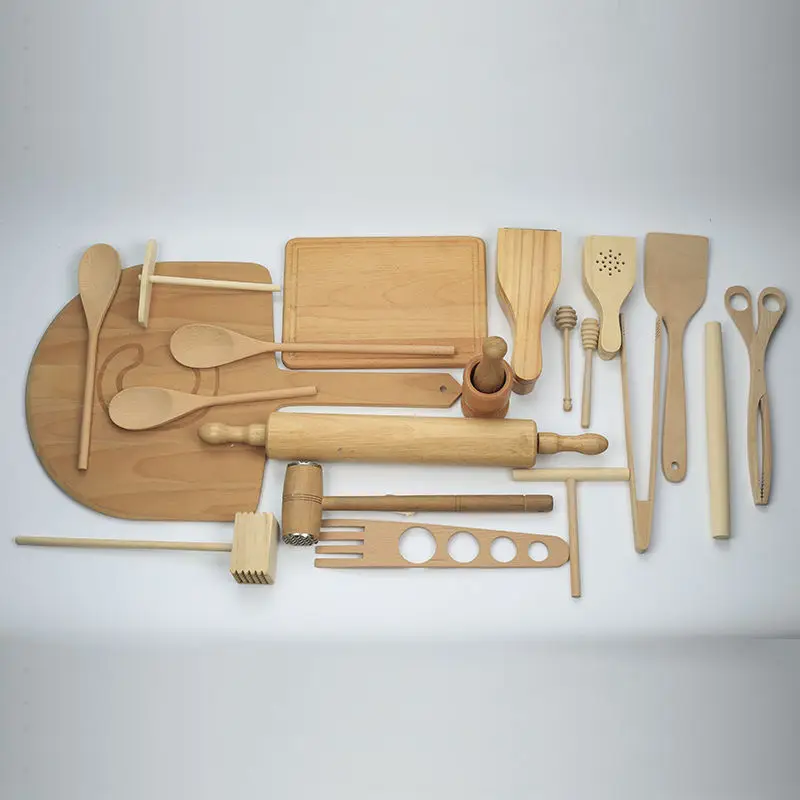 Wholesale Kitchen Utensils Sets Cooking Tools Set Hot Sale Nature Wooden With Wood Handle Home Kitchen Salad Tools Dining Room