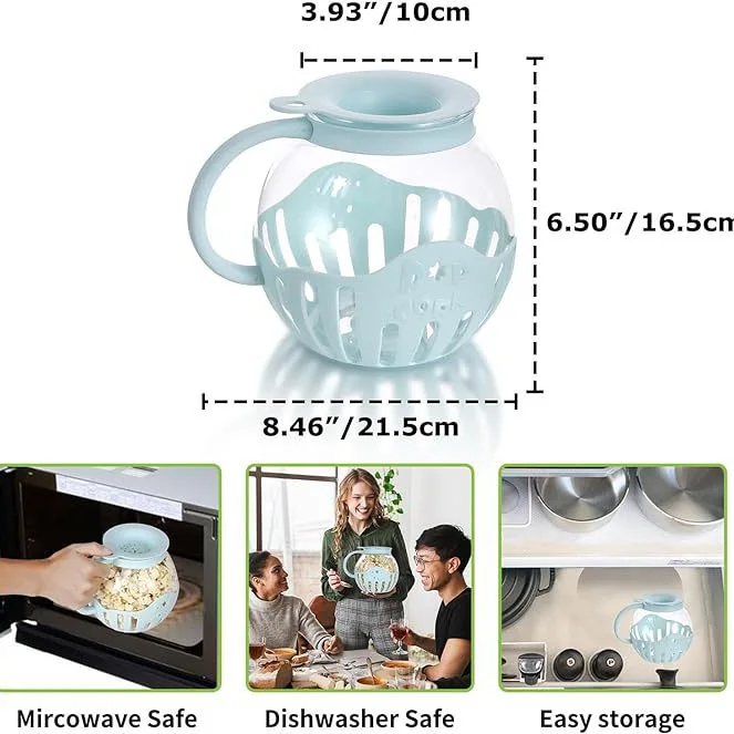 2.25qt Microwave Micro-pop Popcorn Popper Borosilicate Glass Round Microwave Popcorn Popper For Microwave Use Hot Air Popcorn