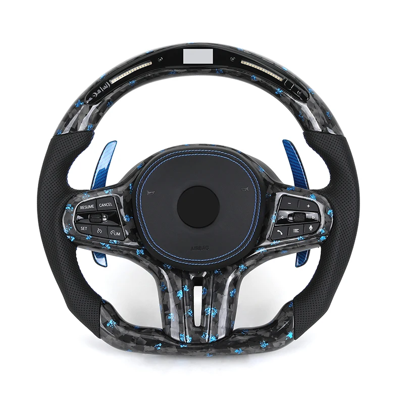 Half Perforated Leather Forged Carbon LED Steering Wheel for BMW G Series G11 G12 G20 G21 M3 G80 G81 M4 G82 G83 G30 G31 G32 G01