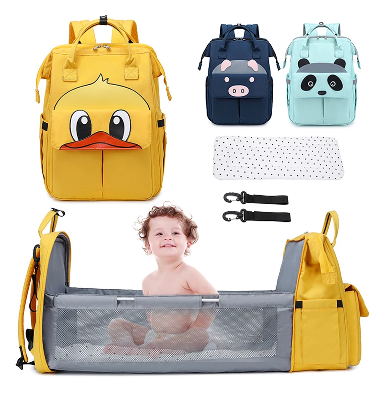 Design Waterproof Wet Mom Nappy Mommy Bags Reusable Wet portable 3 in 1 Baby Sleeping Diaper Bag Backpack with Changing Station