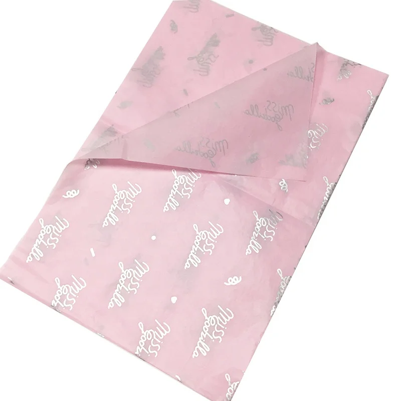 
Pink Printed Custom Designed Logo 17Gsm Tissue Paper Wrapping For Clothes 